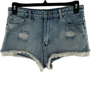 Forever 21 Lace Trim Distressed Denim High Rise Booty Summer Shorts Size 29/8